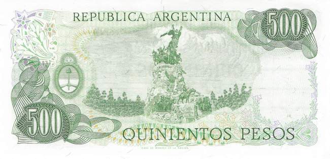 Argentinien p303b-2 C 500 Pesos 1977